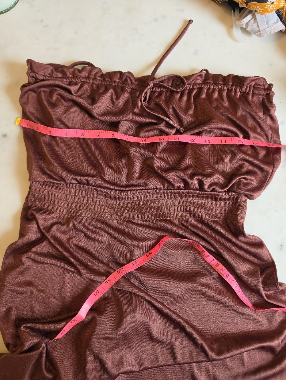 Vintage late 70s / early 80s satin midi dress Size S - Picture 9 of 10